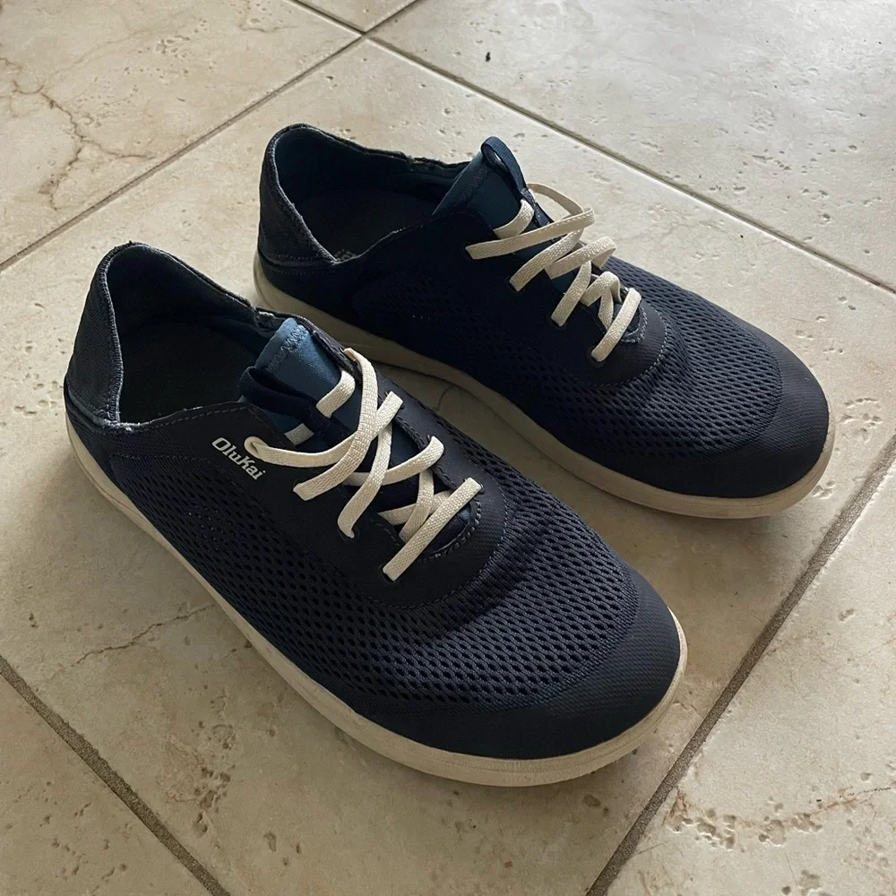 OluKai Nohea‎ Moku Mens Navy Blue Mesh Boat Shoes Sneakers Size 12